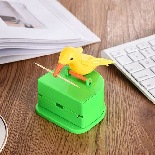 Press the smart toothpick canister Cute little bird toothpick box Cylinder press-type toothpick box home living room storage box