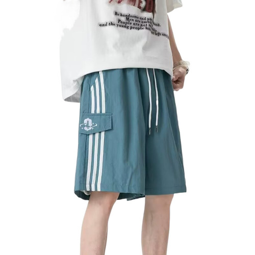 Stylish Minimalist Trendy Literary Personality Unbranded American Retro Stretch Waist Loose Summer Five-Finger Pants for Men