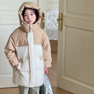 Yishanlian Autumn and Winter Children's Feather Velvet Silk Jacket Western Style Mid-Length Thickened Korean Jacket for Boys and Girls Live Delivery