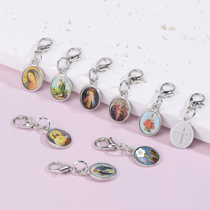 クロスボーダー宗教合金ラウンドペンダントペンダントレトロ DIY ネックレスイヤリングジュエリーアクセサリー|undefined
