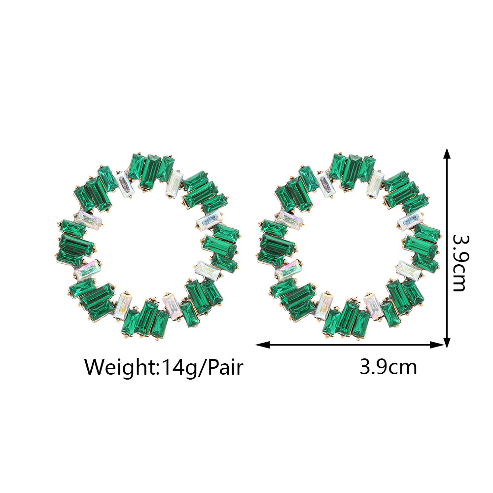 1 Pair Simple Style Round Rhinestone Diamond Zircon Women's Earrings display picture 1