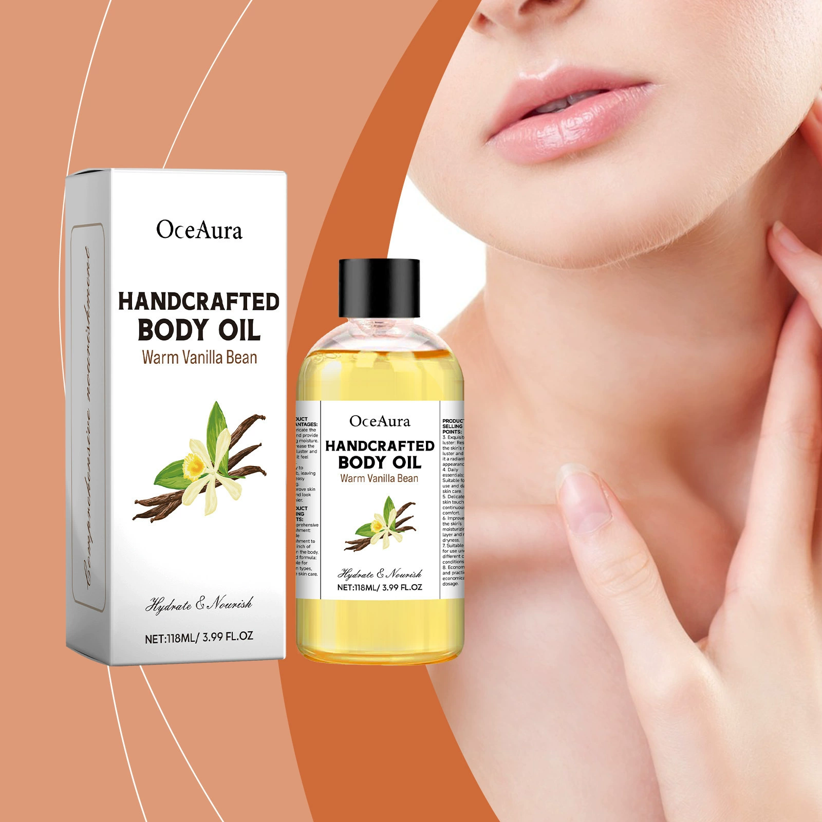 OCEAURA теплое масло для тела ванильный боб увлажняет и питает кожу, чтобы сохранить мягкое масло для ухода за кожей тела
