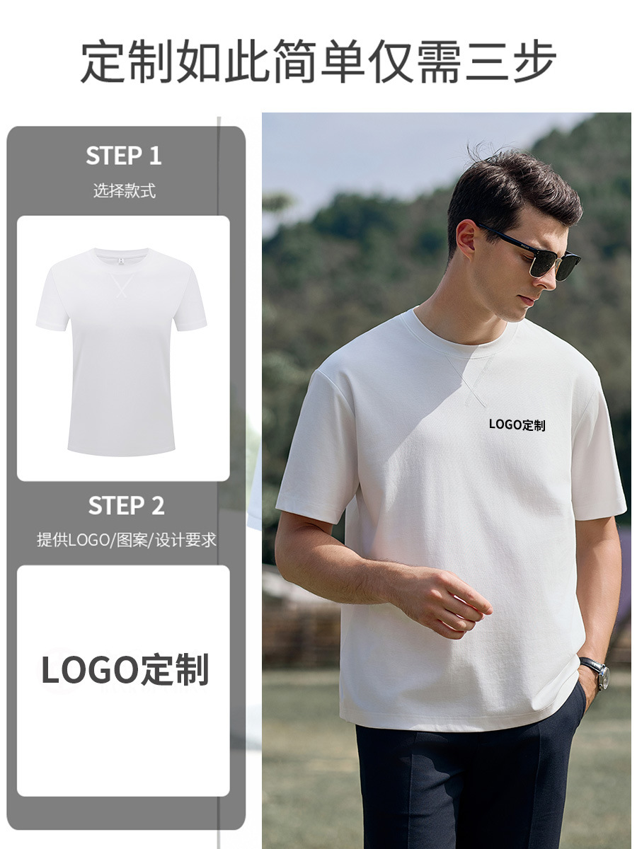Camiseta de manga corta para hombre, de algodón y poliéster, de lujo ligero, de alta gama, color blanco puro, estilo casual, para verano, personalizada, paquete de 60 unidades image 5