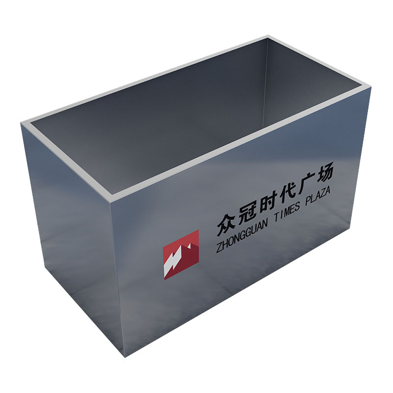 Personalizado al aire libre caja de flores de acero inoxidable cerca al aire libre colocado calle canal de flores rectangular maceta de ventas cama de flores cuadrada