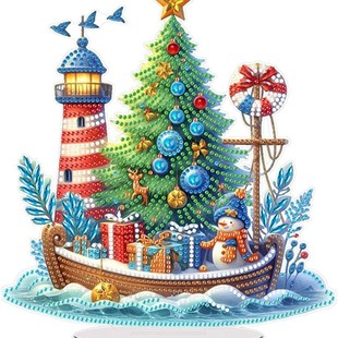 Cross-border DIY Handmade Acrylic Diamond Painting Ornaments Boat House Snowman Creative Sticker Diamond