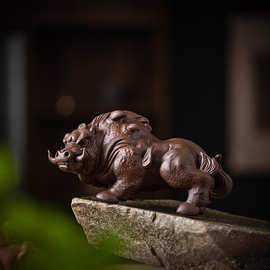 创意陶瓷猪刚鬣摆件家居客厅办公室酒柜桌面装饰镇宅野猪工艺品
