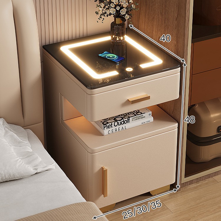 Cofre de cabecera inteligente, lujo ligero, sensación de alto nivel, estante de cabecera de cama moderno y pequeño.