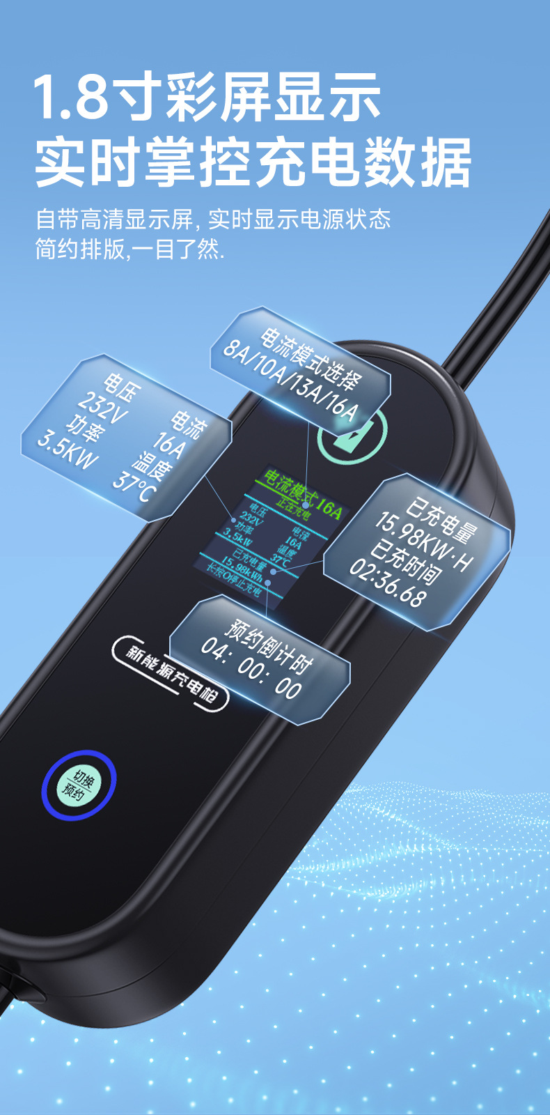 Suitable for New Energy Charging Gun Electric Vehicle Byd Car Charger Baic Portable Tesla Other 6A