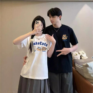 Couple's Pure Cotton Short-Sleeve T-Shirt, New Summer Style, Loose and Slimming, Niche Design, Unisex Top, Trendy Brand Uniform