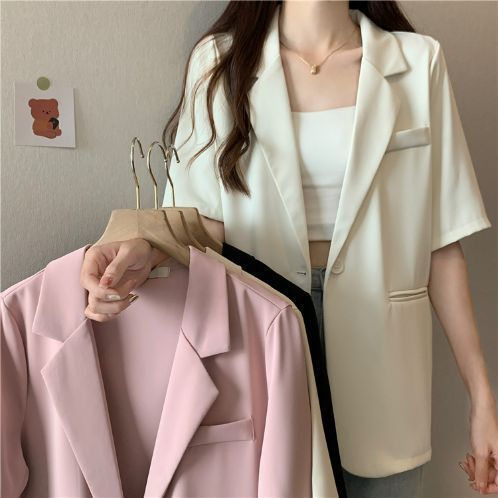 Lightweight Women's Summer Blazer Korean Style Casual Suit Jacket_voghion.com