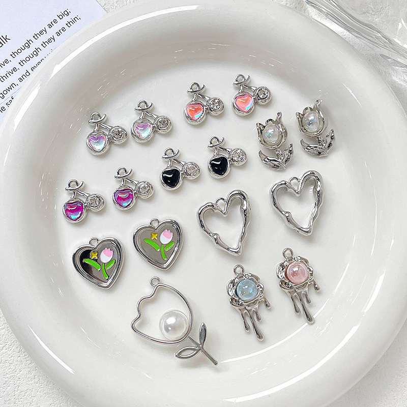 1 Piece Alloy Artificial Gemstones Pearl Cherry Heart Shape Flower display picture 4