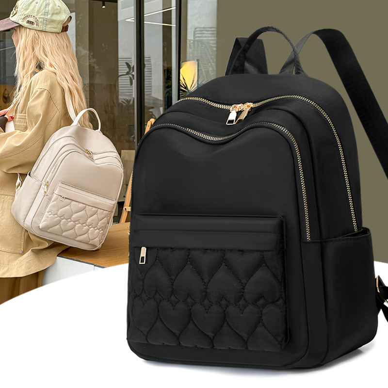 Cross-Border Trend 2026 Summer New Casual Retro Women's Oxford Cloth Backpack Fashion Embroidered Lightweight Commuter Backpack