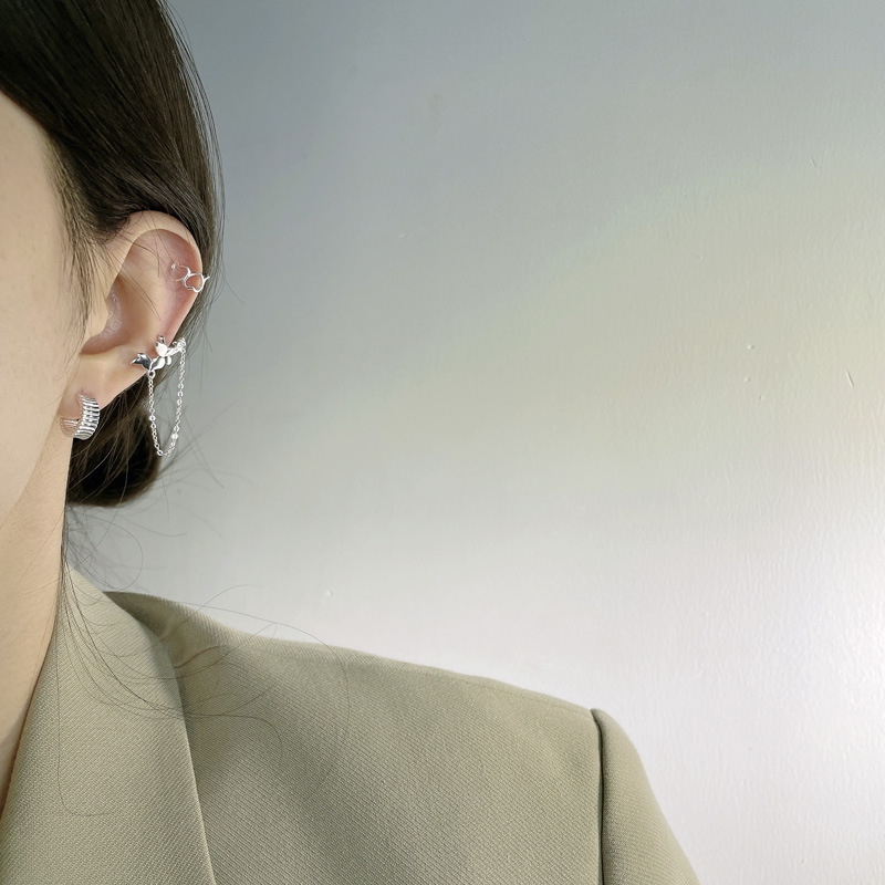 Women'S Gender 925 Sterling Silver Heart Ear Cuffs Earrings Ear Studs