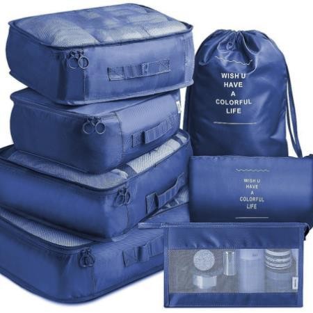 Set de bolsas de viaje de sarga, organizadores de ropa 6–8 piezas para maleta.