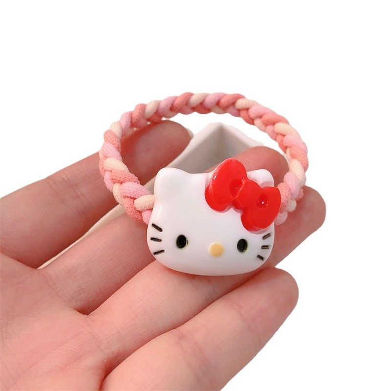 Caricatura gatito cinta de goma cuerda para el cabello de la niña corazón lindo de alta elasticidad cuerda para la cabeza de gatito rojo en línea anillo para el cabello accesorios de cabello