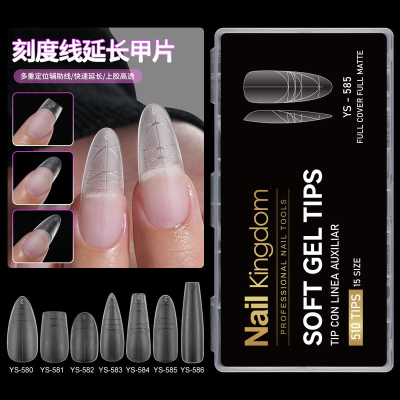 New Cross-Border Nail Tips with Auxiliary Lines, Full-Cover Matte Nail Tips, No Filing Required, Short Trapezoid and Long Oval Shapes, Pack of 510 Pieces New Cross-Border Nail Tips with Auxiliary Lines, Full-Cover Matte Nail Tips, No Filing Required, Short Trapezoid and Long Oval Shapes, Pack of 510 Pieces