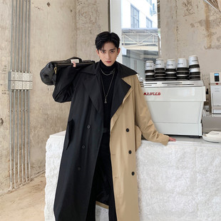 Designer Stylish Stitching Atmospheric Coat Men's Mid-Length Loose All-Match Jacket A452--1957--5145
