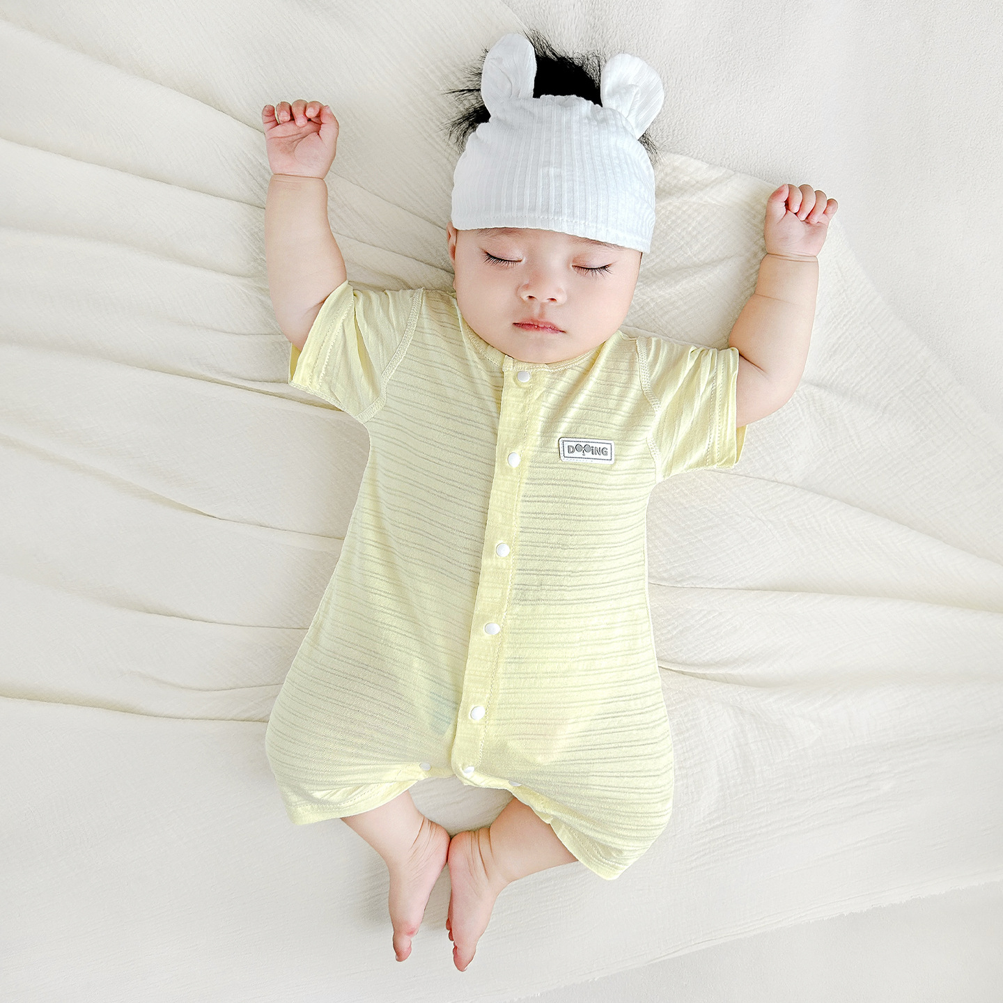 Bebé de una pieza de verano para hombres y mujeres de manga corta mampara delgada pijamas de algodón para niños pequeños ropa para recién nacidos ropa de verano para bebés image 9