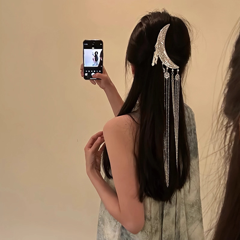 【花影流苏】苗族新发夹苗疆民族风侧边刘海夹发饰苗银发卡头饰女|undefined