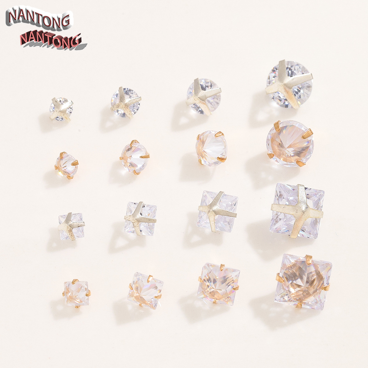 Crystal zircon four-claw anti-clip square claw drill spacer beads…