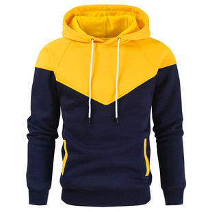 Cross-border Amazon New European and American Men's Color Matching Contrast Fashion Sweatshirt Men's Casual Sports Top