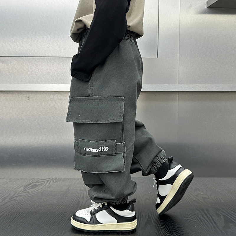 男童秋装棉布工装裤2025春秋季新款韩版儿童宽松休闲裤中小童长裤|undefined