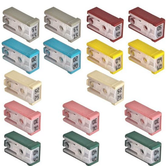 16 шт. 15A20A25A30A40A50A60A32V мини-шлицевой автомобильный комплект предохранителей с картриджем