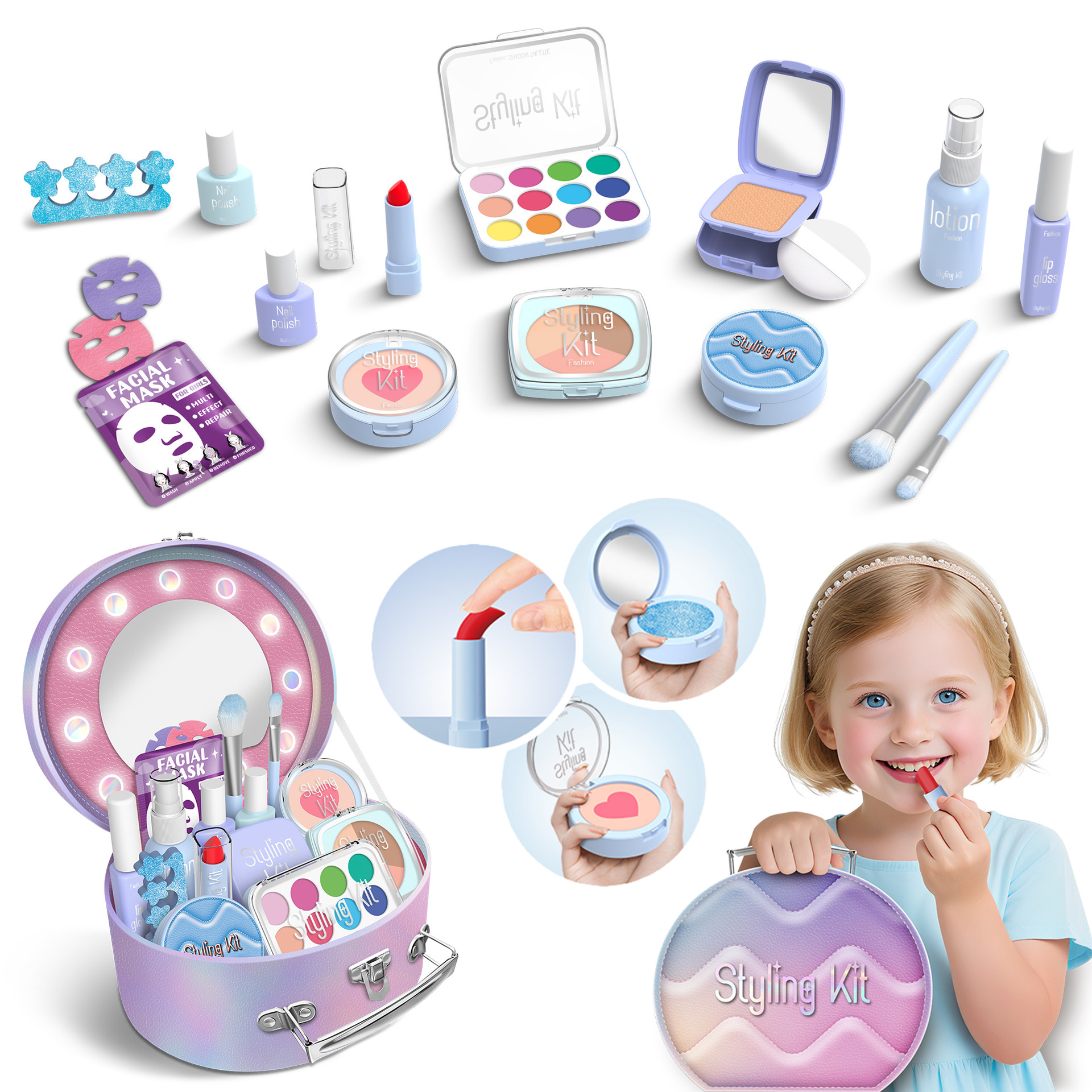 Niños y niñas transfronterizos vestidos de maquillaje conjunto de simulación de maquillaje accesorios herramientas de maquillaje para el hogar juguetes