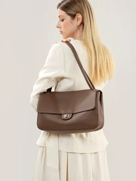 Top-layer cowhide elephant gray bag, crossbody bag with a unique design, new niche underarm bag, high-end handbag and shoulder bag