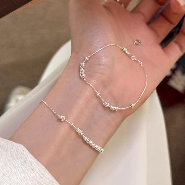 Korean Version Irregular Broken Silver Plate Wrapped 925 Silver Bracelet for Women Necklace Female Ins Simple Niche High-End Versatile