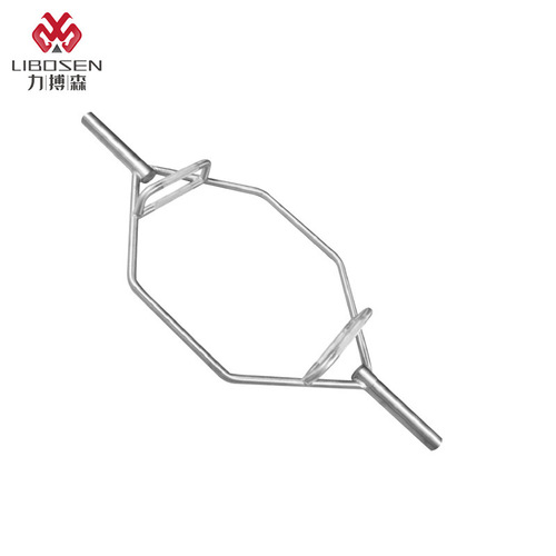 Commercial gym hexagonal hole power pull rod, large circular bar deep squat, shrug standard o bar weightlifting rod