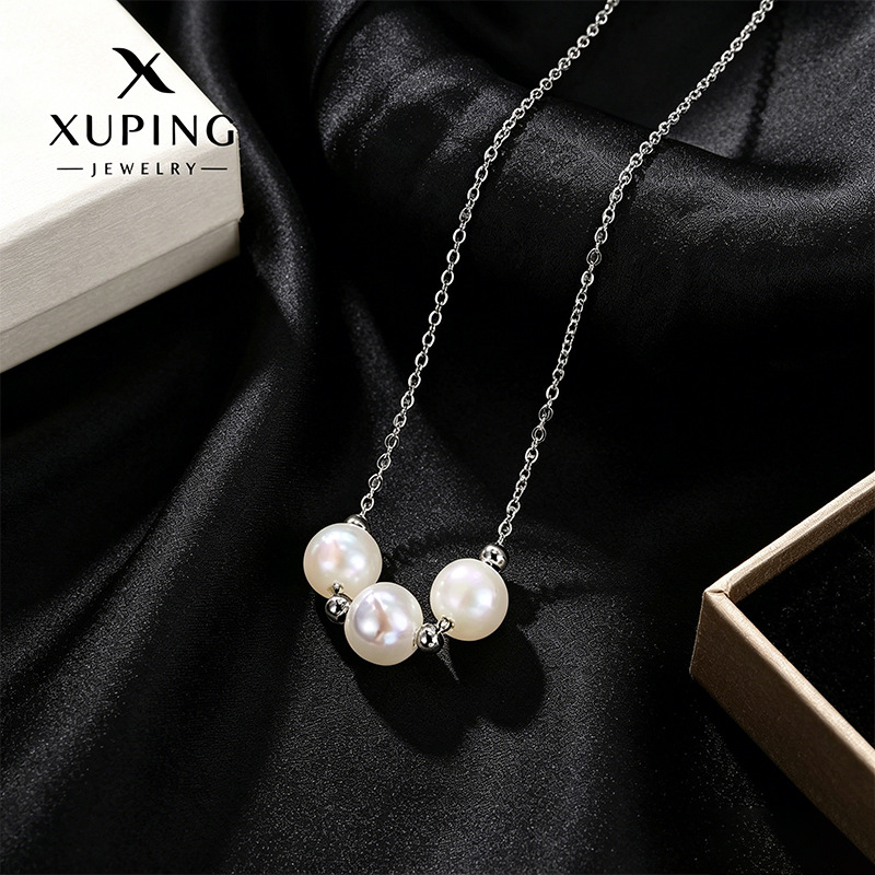Xuping sirena de oro colorido aurora burbuja collar sonrisa redonda temperamento simple cotidiano cadena de clavícula mujer