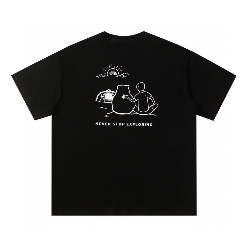 NTノースフェイスの純綿Tシャツの正しいバージョン、男性と女性用、カップル向けの同じスタイル、トレンディなプリント、幅広で多用途、カジュアル半袖|undefined