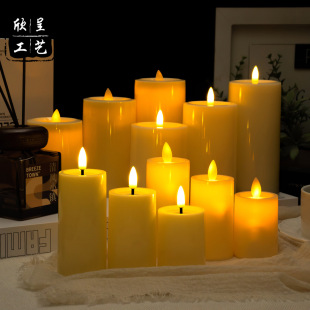 Hot Selling Creative Flat Mouth Led Simulated Digital Candle Light Romantic Wedding Props Tea Light Arrangement Decorative Candle Light