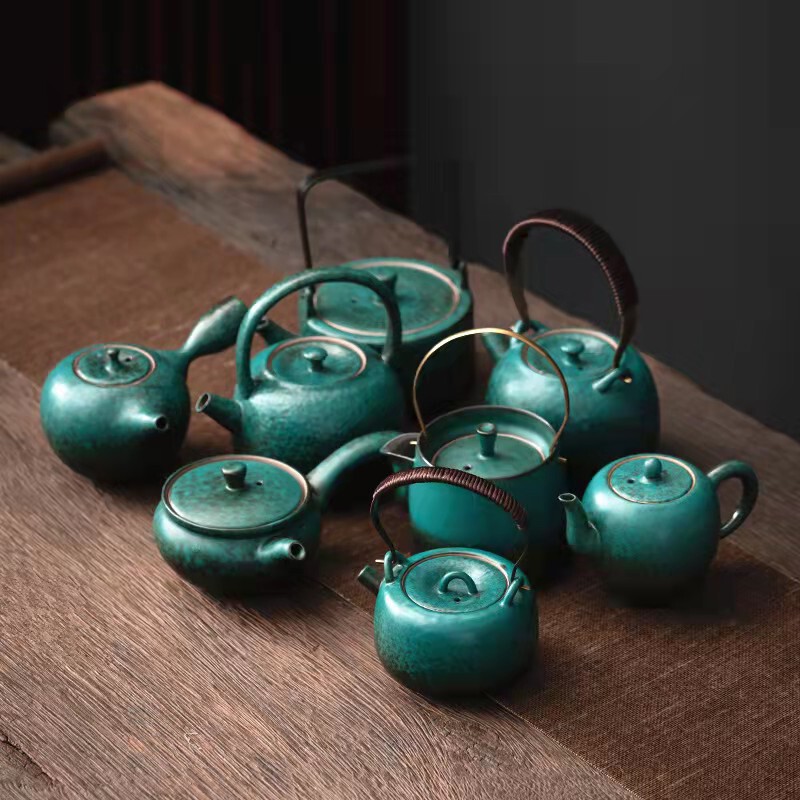 Vintage Teapot Household Ceramic Side Handle Pot Handle Pot Kung Fu Tea Set Single Pot Tea Maker Japanese Stoneware Turquoise Green Vintage Teapot Household Ceramic Side Handle Pot Handle Pot Kung Fu Tea Set Single Pot Tea Maker Japanese Stoneware Turquoise Green
