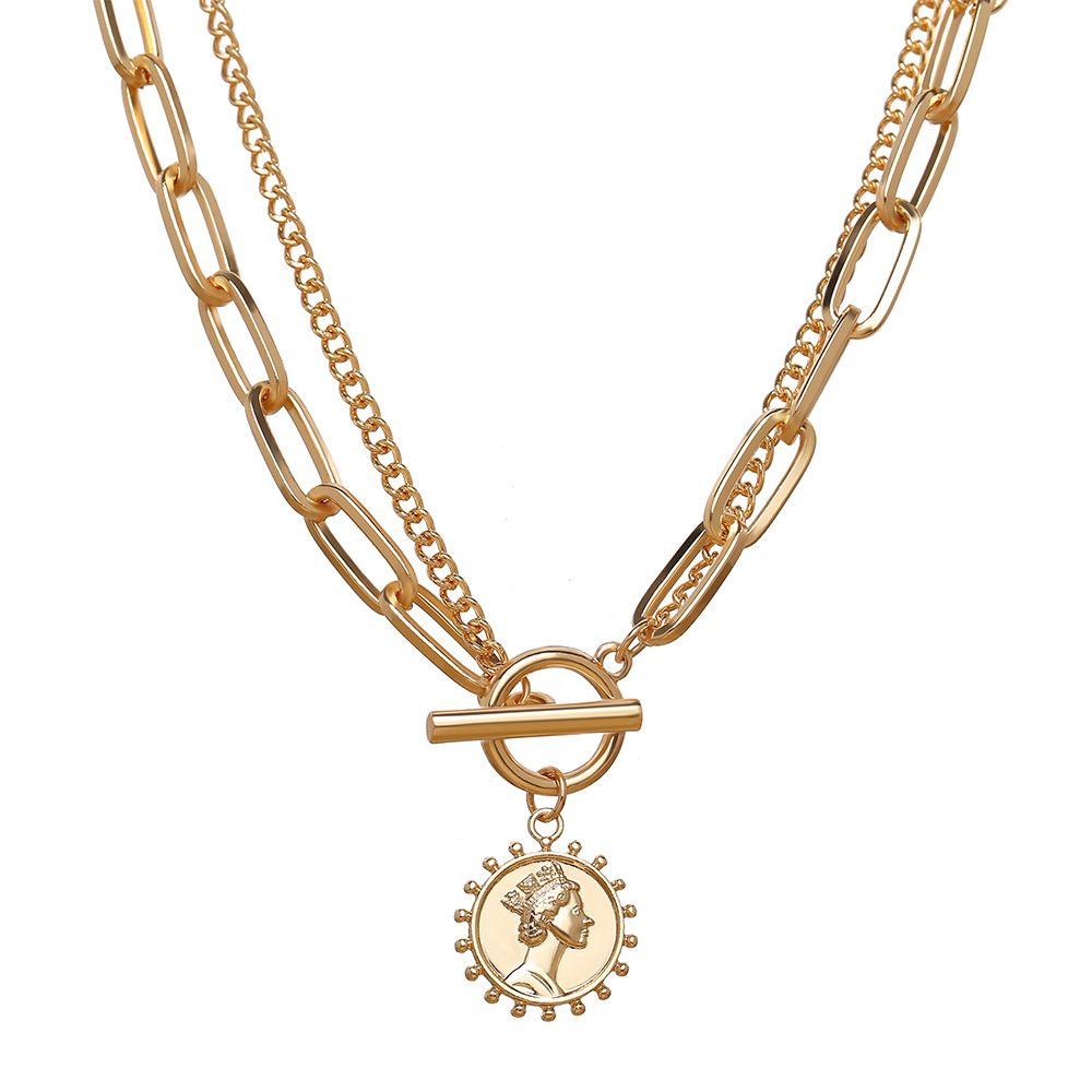 simple clavicle chain necklace jewelry human head pendant necklace