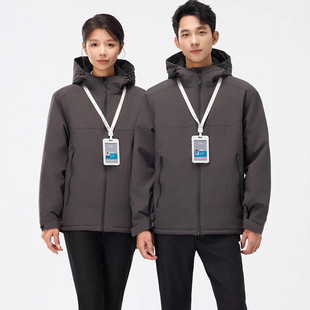 Charge clothing 4S shop work clothes men and women winter solid color thick warm tooling coat logo embroidery