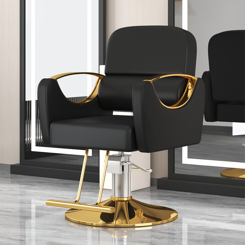 Silla de peluquería para barbería, silla ajustable para cortes y tintes, silla de salón, silla de barbero reclinable de cuero simple.