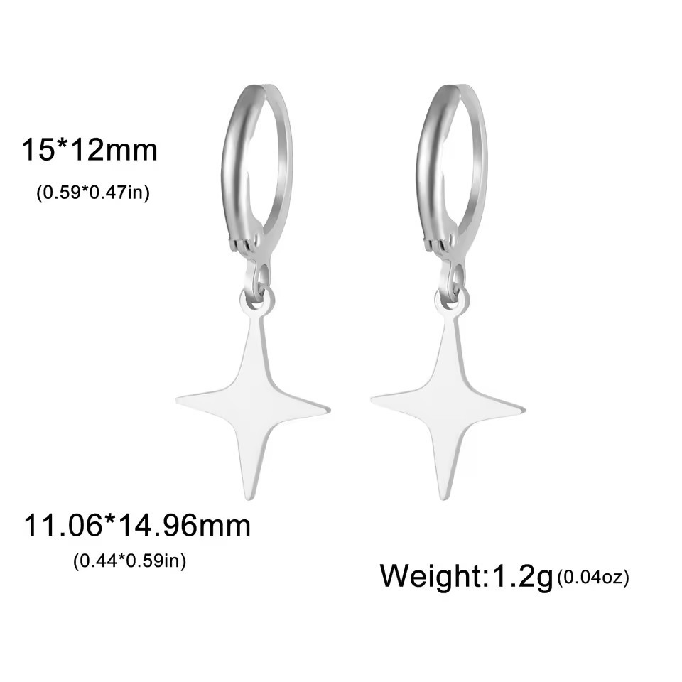 Plating Design 1 Pair Simple Style Star Moon Plating 304 Stainless Steel Drop Earrings