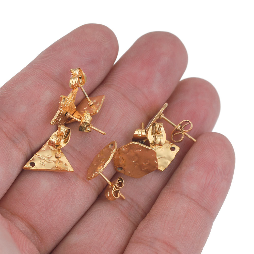 Pendientes geométricos de acero inoxidable europeos y americanos columna en relieve DIY pendientes pieza con agujero accesorios de joyería pendientes de acero de titanio producción