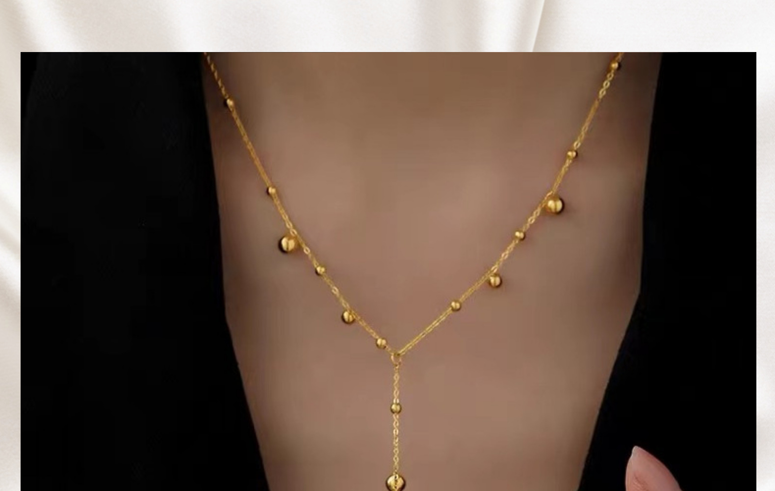 13g Weight Simple Style Ball Titanium Steel Plating Long Necklace