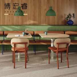 茶餐厅奶茶咖啡火锅店简餐桌椅卡座港风中古风平底马肚斜桌脚港风