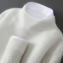 一线成衣100%纯针织衫男半高领加厚打底毛衣修身休闲秋冬