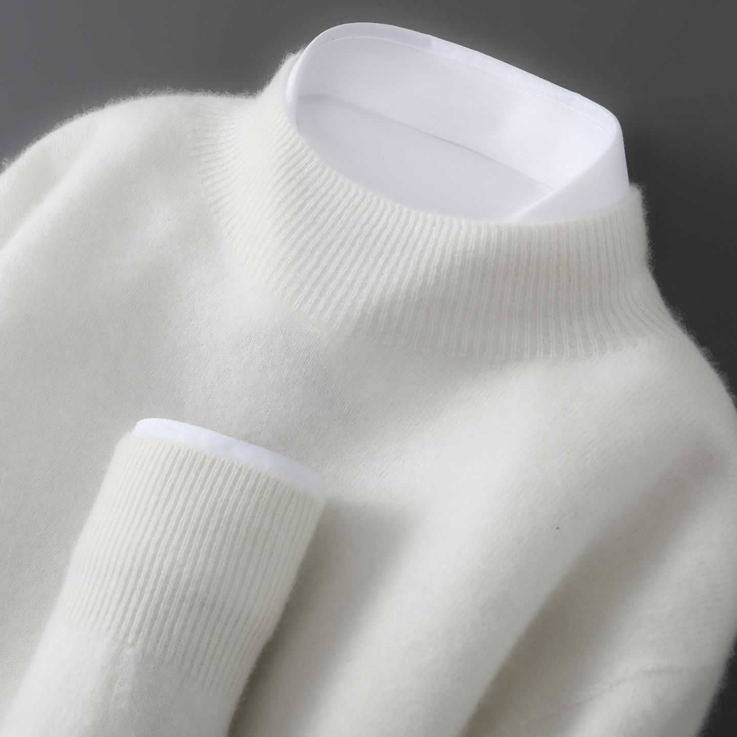 Men's 100% Pure Knit Sweater with Half Turtleneck, Thickened Base Sweater, Slim Fit, Casual for Autumn and Winter