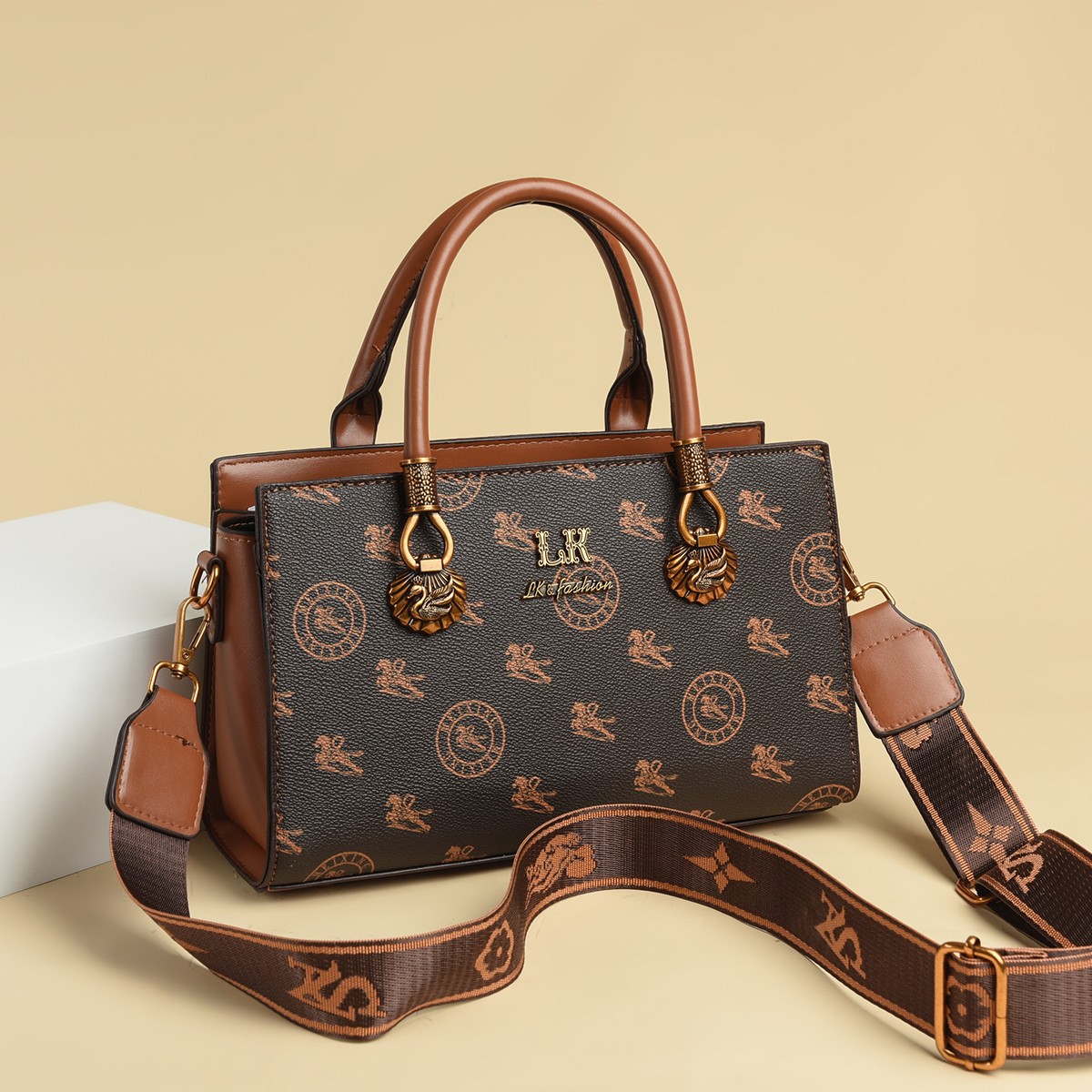 2024 invierno nuevo estilo de transmisión en vivo retrógrado impresión bolso especial de moda de gran capacidad bolso de hombro de mujer