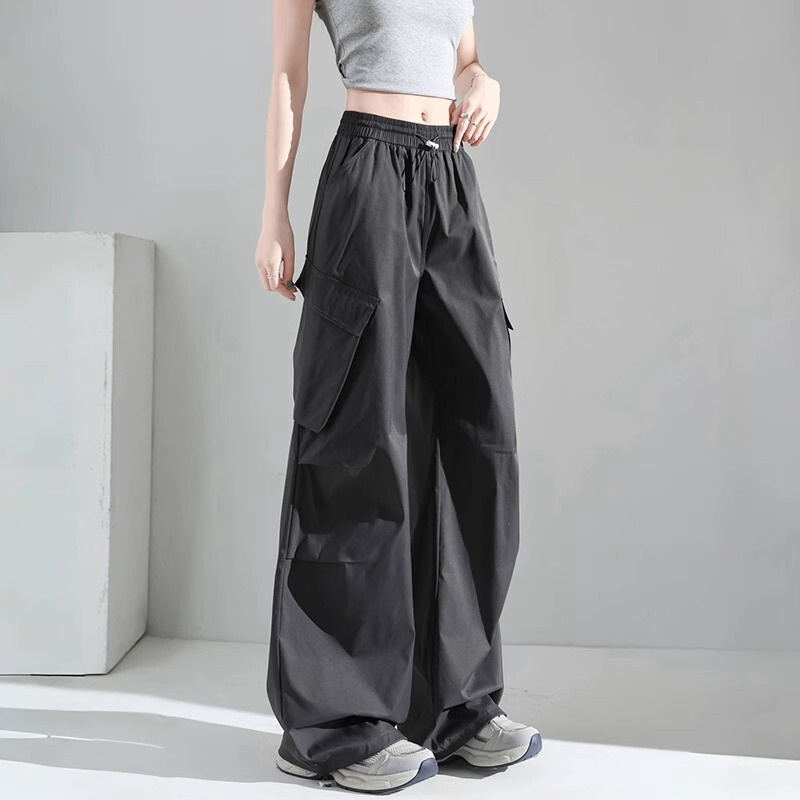 American Gray Caught Pants Women's 2025 New High Waist Loose Draphy Bf Casual Style Straight Quick-drying Sports Pants