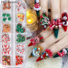 FULL BEAUTYクロスボーダー新作クリスマスネイルアクセサリークリスマスツリー雪だるまヘラジカ老人立体装飾