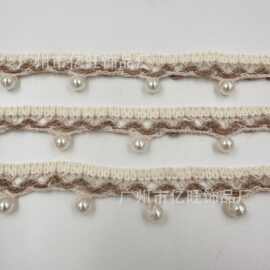 民族风棉麻织带手钩珍珠吊坠花边 diy辅料波西米亚风裙边家纺配饰