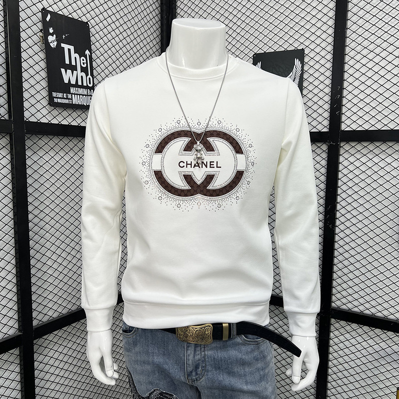 European Station Fashion Hot Drilling Sweater Men's Long-sleeved T-shirt Base Shirt Slim-fit Crewneck High-end Men's Top Trendy in European Station Fashion Hot Drilling Sweater Men's Long-sleeved T-shirt Base Shirt Slim-fit Crewneck High-end Men's Top Trendy in