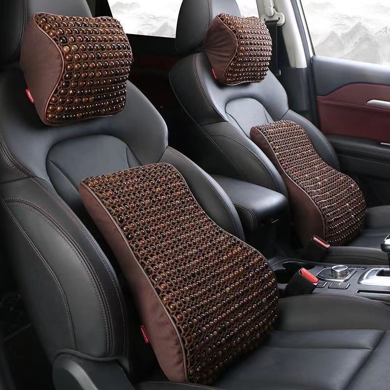 Natural Bodhi Seed Lumbar Support Summer Car Breathable Backrest Bead Pillow Memory Foam Massage Headrest Driver Lumbar Cushion